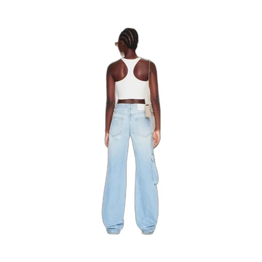 Off-White Toybox Painted Logo Patch Wide Leg Jeans