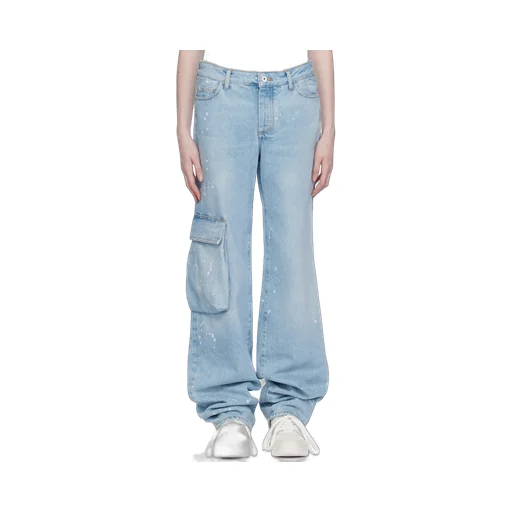 Off-White Toybox Painted Logo Patch Wide Leg Jeans