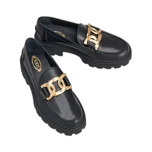Chain-Detail Leather Loafers