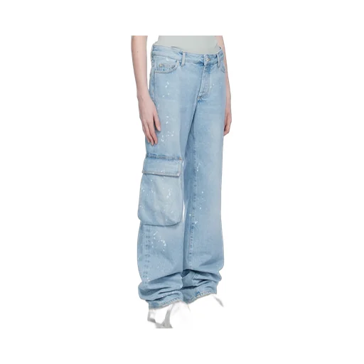 Off-White Toybox Painted Logo Patch Wide Leg Jeans