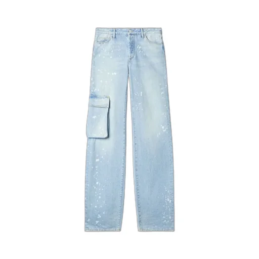 Off-White Toybox Painted Logo Patch Wide Leg Jeans