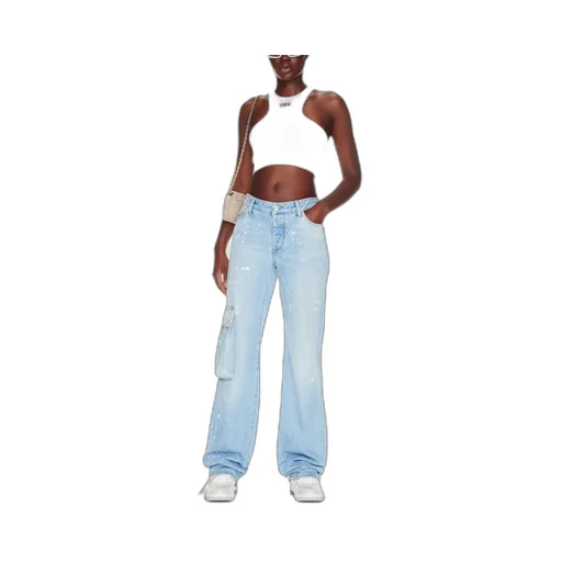 Off-White Toybox Painted Logo Patch Wide Leg Jeans