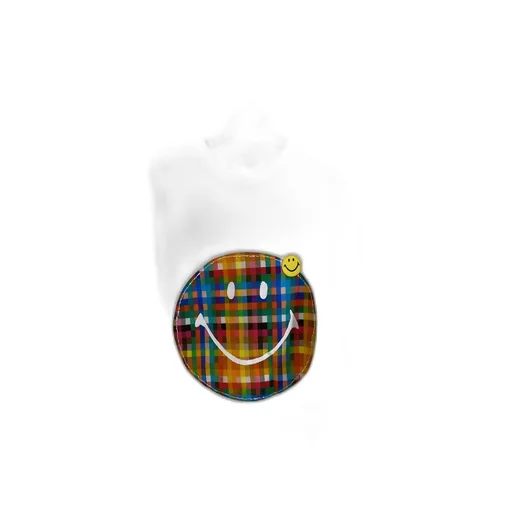 Plaid Smiley-Motif Jersey Sweatshirt
