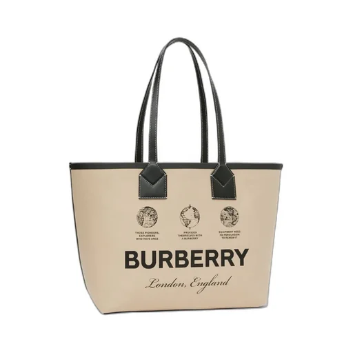 Burberry Logo Printed Top Handle Bag