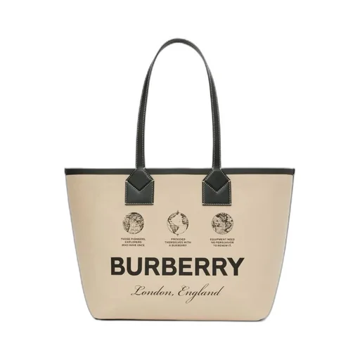 Burberry Logo Printed Top Handle Bag