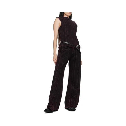 Stitched Striped Denim Trousers