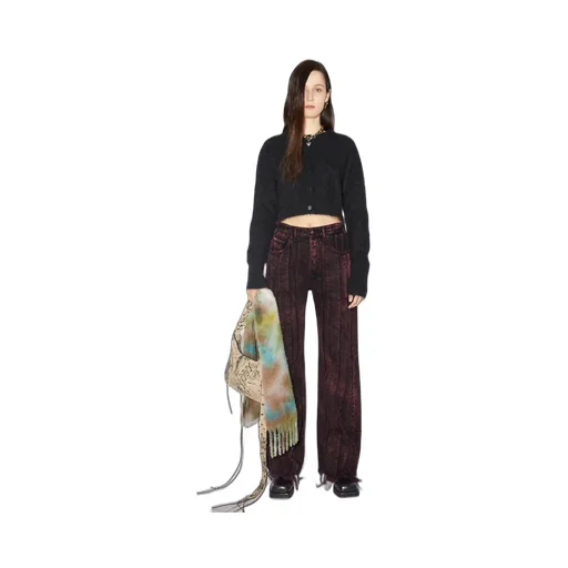 Stitched Striped Denim Trousers