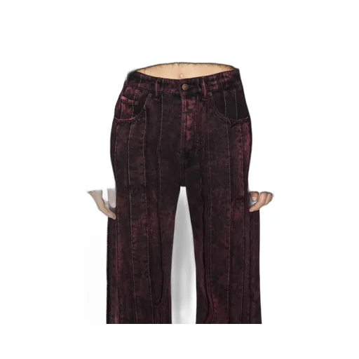 Stitched Striped Denim Trousers