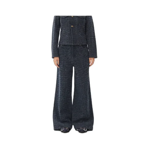 Ganni Double-Buckled Denim Ballerina Shoes