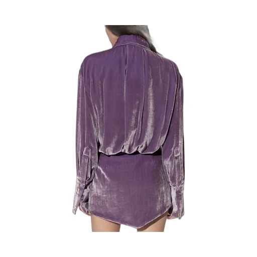 The Attico Sylvie Long Sleeved Velvet Mini Dress
