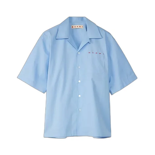 Marni Logo Printed Poplin Bowling Shirt