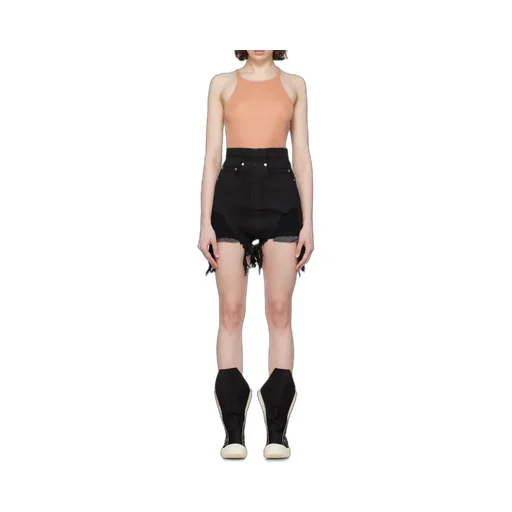 Rick Owens Drkshdw Lido Dirt High-Waist Denim Shorts