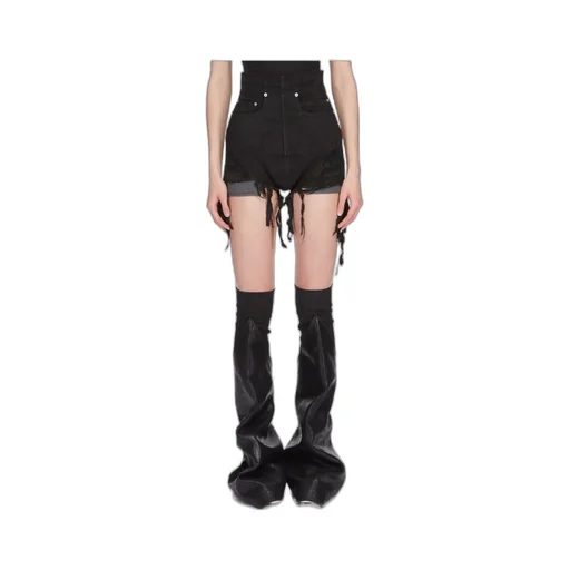 Rick Owens Drkshdw Lido Dirt High-Waist Denim Shorts