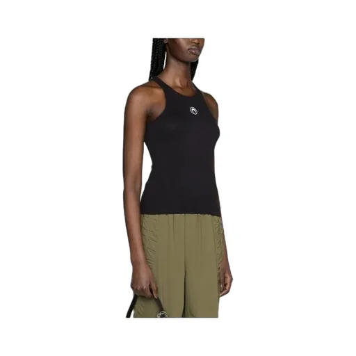 Moon-Embroidered Ribbed Tank Top