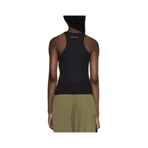 Moon-Embroidered Ribbed Tank Top