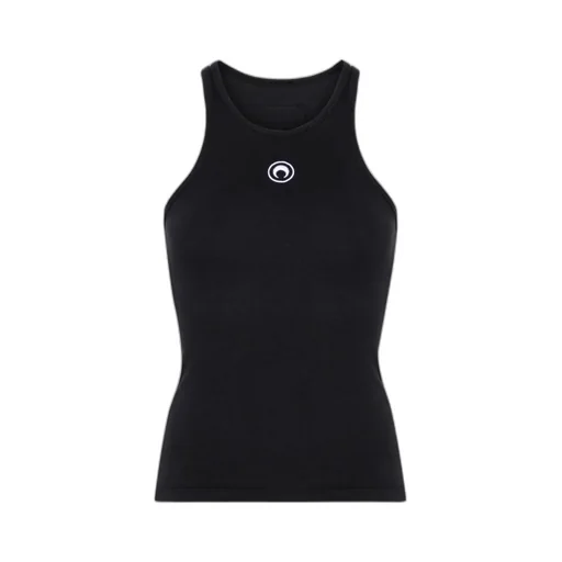 Moon-Embroidered Ribbed Tank Top