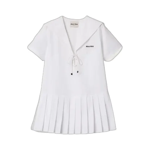 Miu Miu Short-Sleeved Poplin Dress