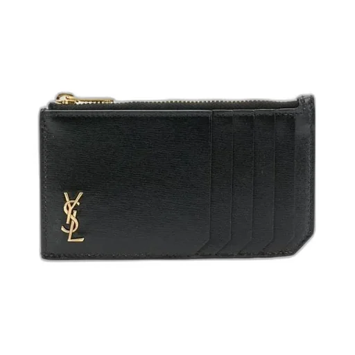 Saint Laurent Logo Plaque Zip-Up Cardholder
