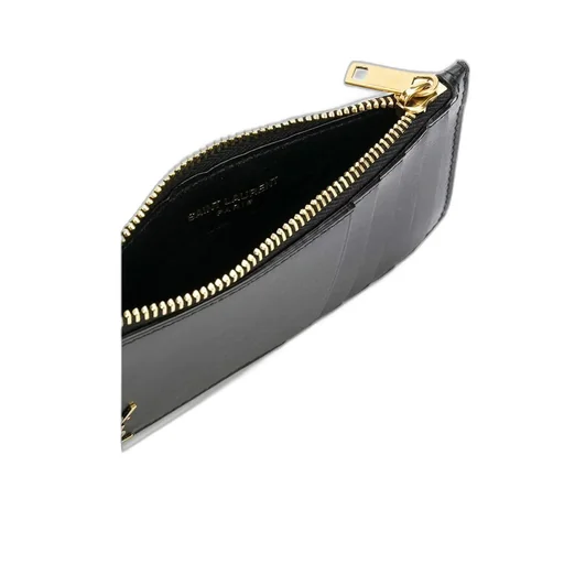 Saint Laurent Logo Plaque Zip-Up Cardholder