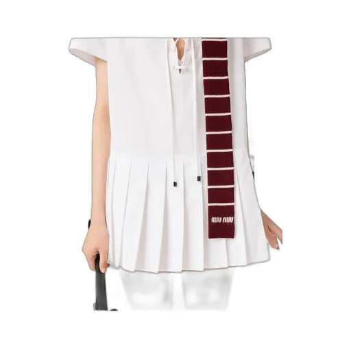 Miu Miu Short-Sleeved Poplin Dress