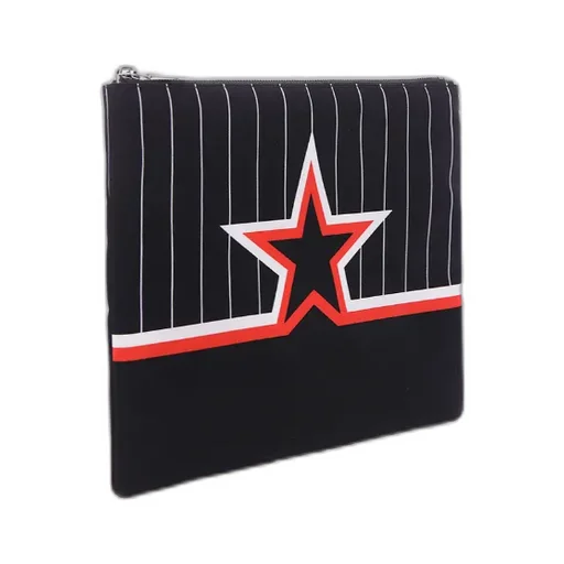 Black Striped Star Zipper Clutch