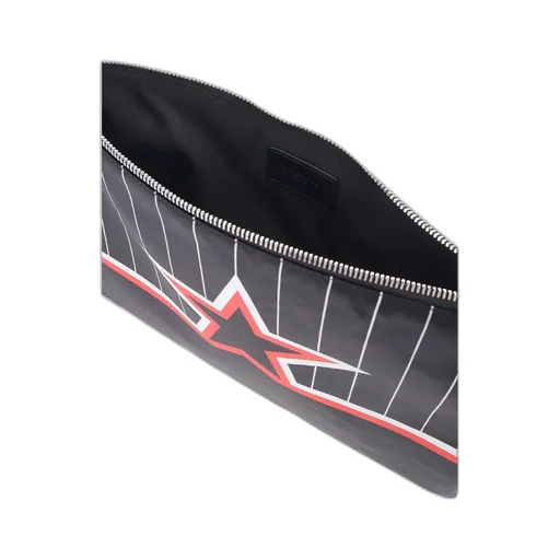 Black Striped Star Zipper Clutch