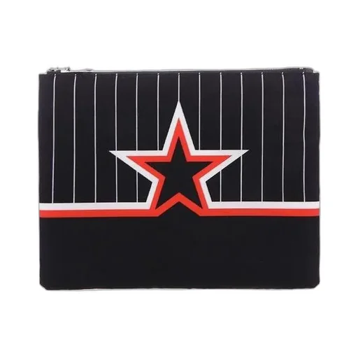 Black Striped Star Zipper Clutch