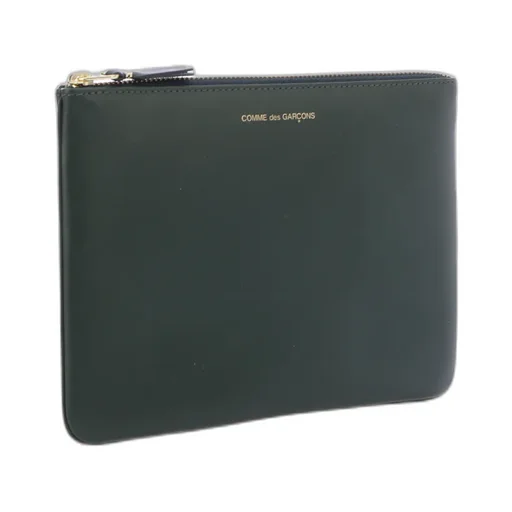 Comme Des Garons Wallet Logo Detailed Zip-Up Pouch