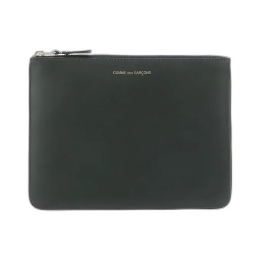 Comme Des Garons Wallet Logo Detailed Zip-Up Pouch