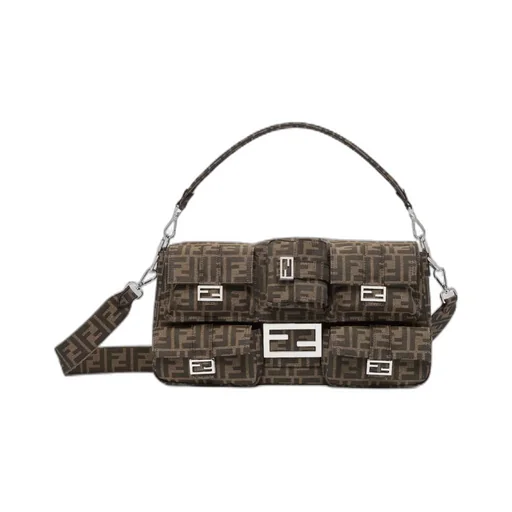 Fendi Maxi Multipocket Baguette Ff Jacquard Tote Bag