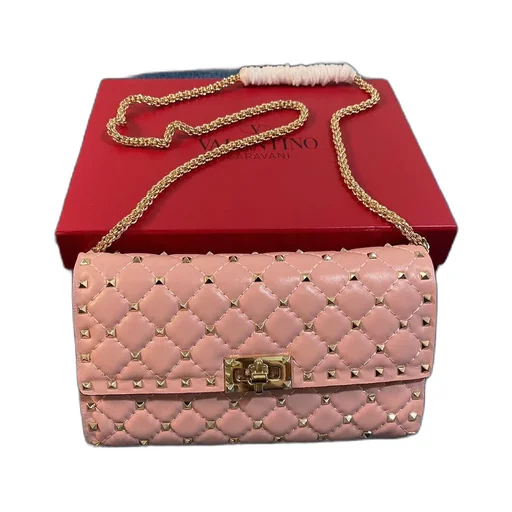 Rockstud Spike Nappa Leather Crossbody Clutch Bag