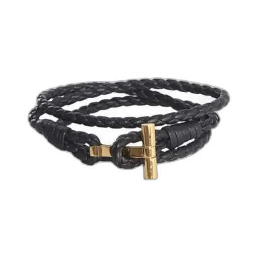 T-Bar Braided Leather Bracelet