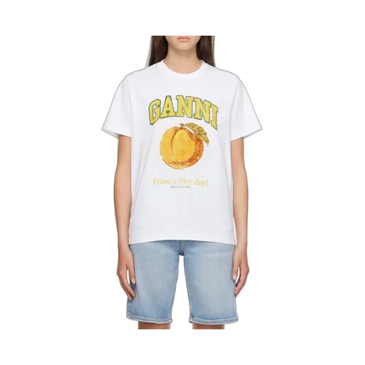 Ganni Logo-Printed Crewneck T-Shirt