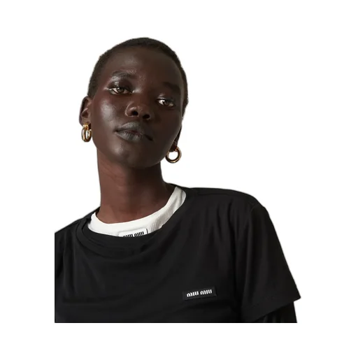 Miu Miu Logo-Patch Crewneck T-Shirt