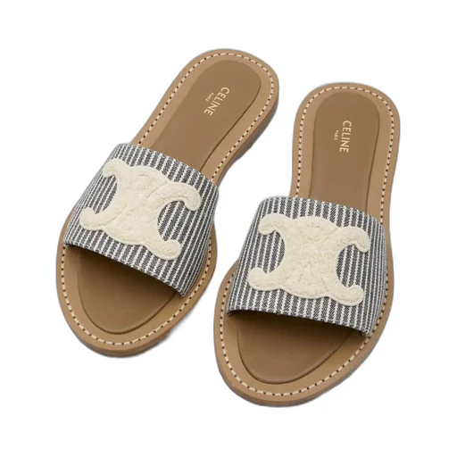 Celine Lympia Mule In Oshkosh Canvas