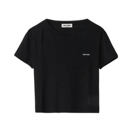 Miu Miu Logo-Patch Crewneck T-Shirt