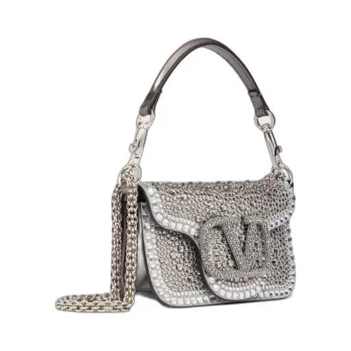 Small Valentino Garavani Locò Shoulder Bag With Rhinestones