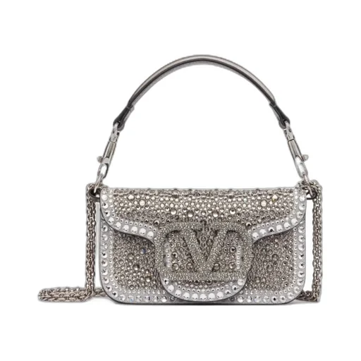 Small Valentino Garavani Locò Shoulder Bag With Rhinestones