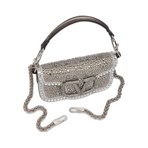 Small Valentino Garavani Locò Shoulder Bag With Rhinestones
