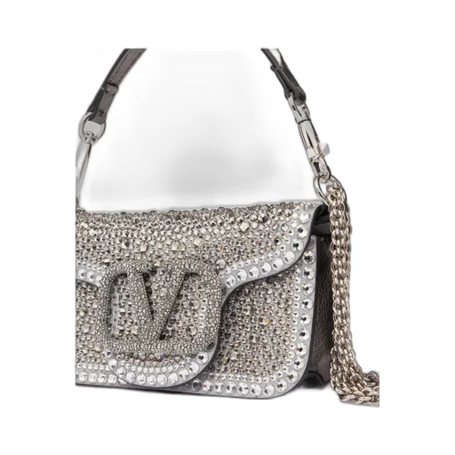 Small Valentino Garavani Locò Shoulder Bag With Rhinestones
