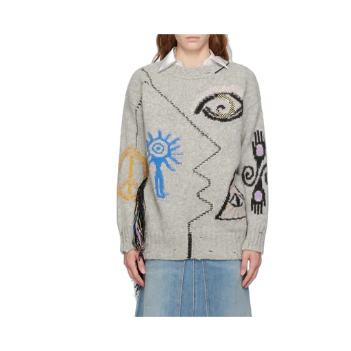 Stella Mccartney Art Embroidered Crewneck Knit Sweater