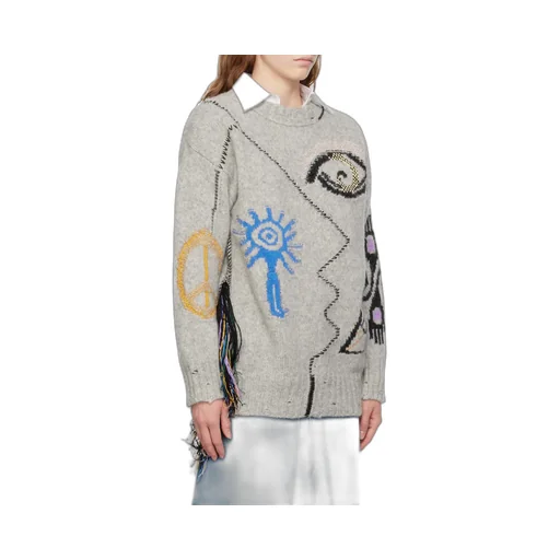 Stella Mccartney Art Embroidered Crewneck Knit Sweater