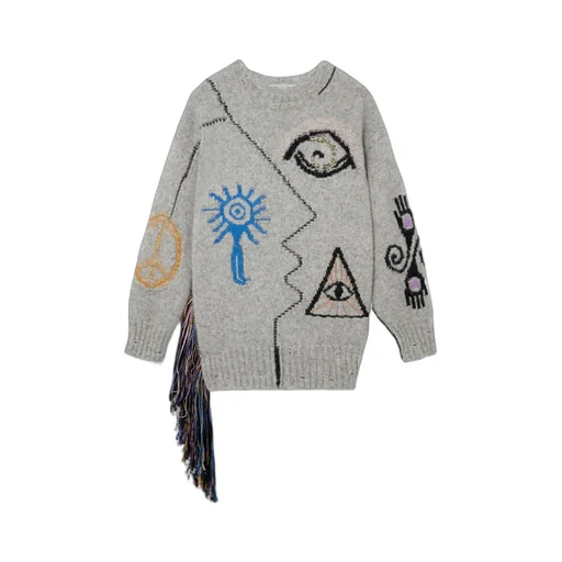 Stella Mccartney Art Embroidered Crewneck Knit Sweater