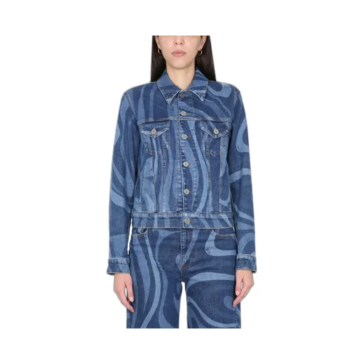 Pucci Swirl-Printed Button-Up Denim Jacket