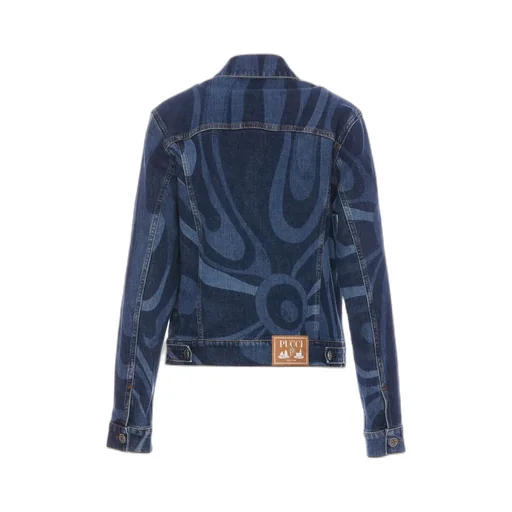 Pucci Swirl-Printed Button-Up Denim Jacket