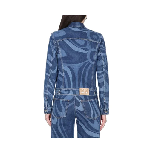 Pucci Swirl-Printed Button-Up Denim Jacket