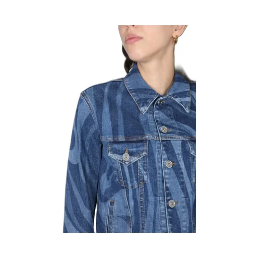 Pucci Swirl-Printed Button-Up Denim Jacket