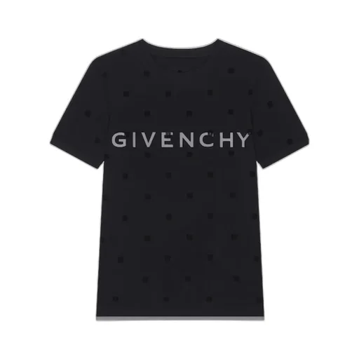 Givenchy All-Over Logo Motif Patch Mesh Shirt