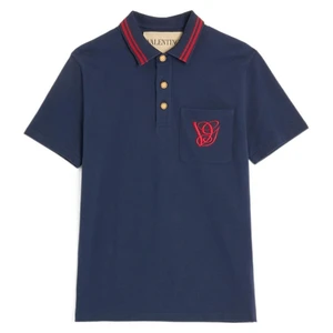 Cotton Piqué Polo Shirt With Vg Embroidery