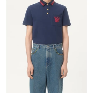 Cotton Piqué Polo Shirt With Vg Embroidery